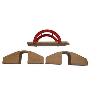 Brio Wooden Train Bridge Set Red Arch Bridge With Risers Elevated Track Pieces